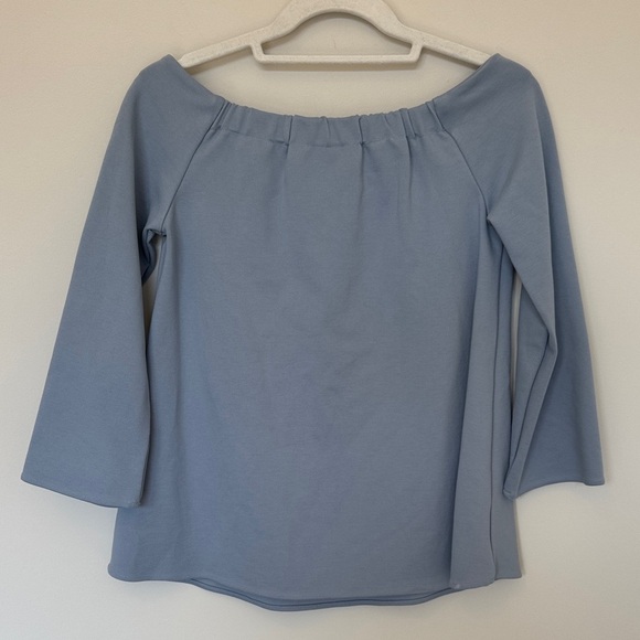 Tuckernuck Miranda Off Shoulder Blue Long Sleeve Top - S - Picture 4 of 4